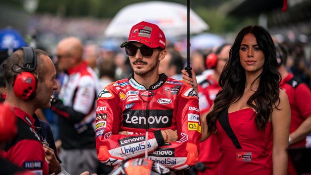 SPIELBERG, AUSTRIA - AUGUST 21: Francesco Bagnaia of Italy and Ducati Lenovo Team at the starting grid during the race of the CryptoDATA MotoGP of Austria at Red Bull Ring on August 21, 2022 in Spielberg, Austria. (Photo by Steve Wobser/Getty Images)