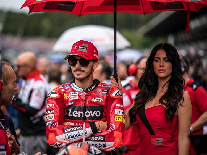 SPIELBERG, AUSTRIA - AUGUST 21: Francesco Bagnaia of Italy and Ducati Lenovo Team at the starting grid during the race of the CryptoDATA MotoGP of Austria at Red Bull Ring on August 21, 2022 in Spielberg, Austria. (Photo by Steve Wobser/Getty Images)