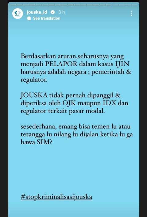 Jouska soal OJK
