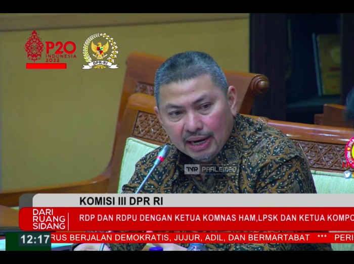 Mulfachri Harahap (PAN) saat Rapat Komisi III DPR dengan Kompolnas, Komnas HAM, LPSK terkait kasus Ferdy Sambo