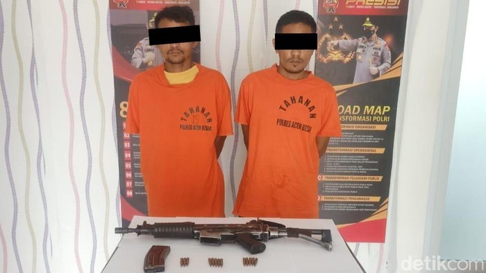 Senjata api jenis SS1 yang disita polisi dari pencuri besi di Aceh Besar.