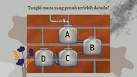 Kamu perlu membayangkan kira-kira tangki mana yang terisi penuh lebih dahulu.