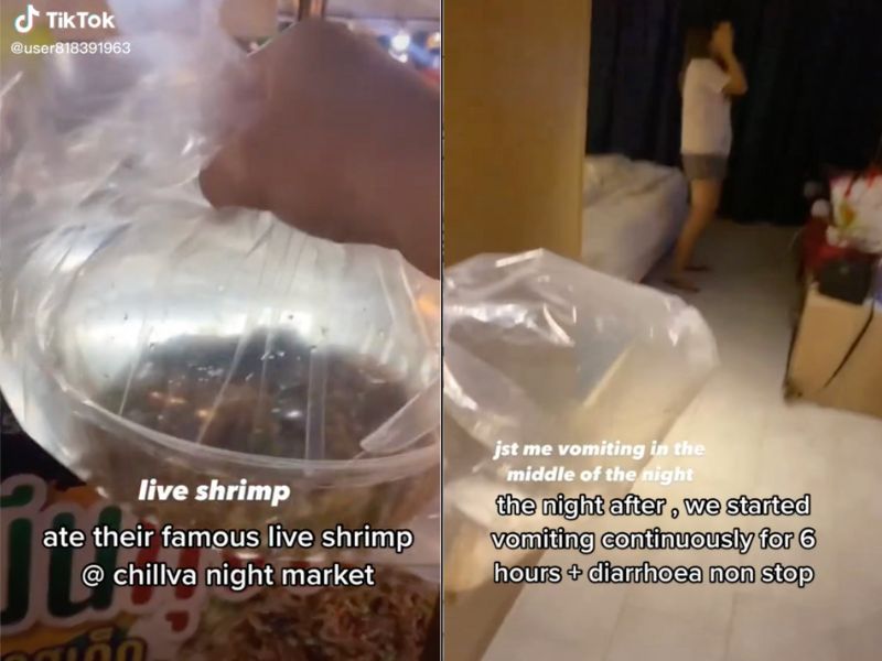 Cicipi Udang Hidup di Thailand, Turis Ini Berakhir Muntah dan Diare.