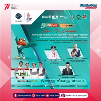 Job fair akan digelar di UINSA Surabaya pada 23-24 Agustus 2022. Job fair ini merupakan buah kerja sama Kemenaker, Disnakertrans Jatim dan UINSA.