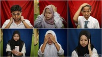 Kolase foto siswa SMA sebelum diambil gambar untuk e-KTP. Berusaha tampil maksimal.