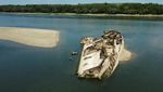 Kapal Perang Jerman Muncul di Sungai Danube Serbia yang Mengering