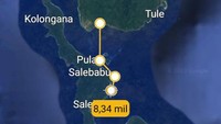 Lokasi kandasnya KM Glory Mary berada di titik Koordinat 3° 54`548 Lintang Utara (LU) dan 126° 43`355 Bujur Timur (BT) atau di sekitar Perairan Moronge Pulau Salibabu, Kepulauan Talaud (dok TNI AL)