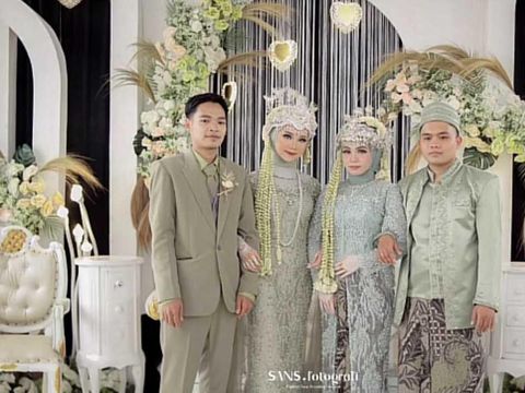 Momen langka pengantin datang ke acara pernikahan sahabatnya yang menikah di hari yang sama, viral di media sosial.