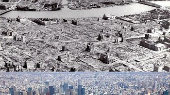 Tokyo, Jepang, setelah Perang Dunia II pada tahun 1945 dan 2013 Foto: ourswift