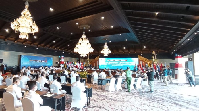 Pertemuan tentara angkatan laut se-Asean dalam 16th ANCM di salah satu hotel di Kecamatan Kuta Selatan, Kabupaten Badung, Bali.