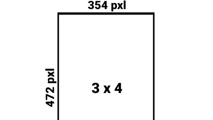 Ilustrasi ukuran foto 3x4.