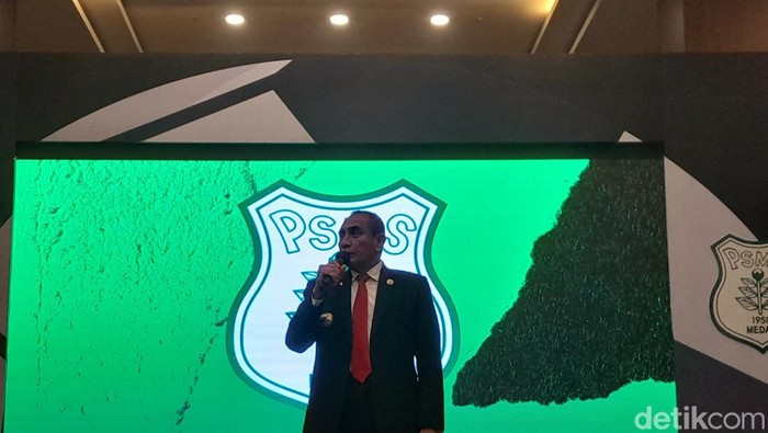 Gubsu Edy Rahmayadi saat acara launching pemain PSMS