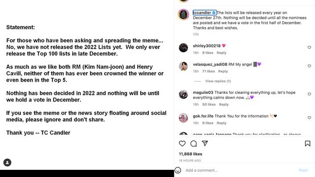 Klarifikasi TC Candler setelah RM BTS dikabarkan menjadi pria tertampan di dunia Klarifikasi TC Candler setelah RM BTS dikabarkan menjadi pria tertampan di dunia
