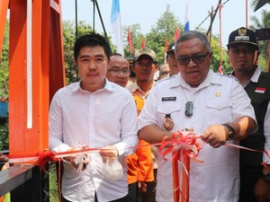 Jembatan Ambruk di Cibadak Sukabumi Kembali Berdiri