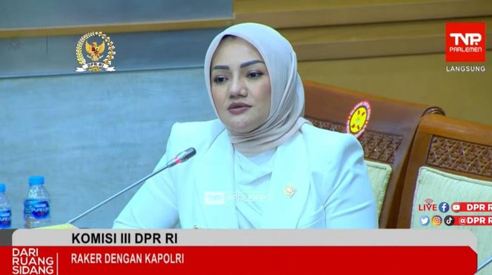 Anggota Komisi III DPR Adde Rosi Khoerunnisa (Screenshot YouTube DPR)