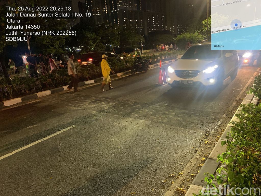 Empat polisi tidur di Jl Danau Sunter Selatan, Jakarta Utara, selesai dibongkar. (Dok Dinas Bina Marga DKI)