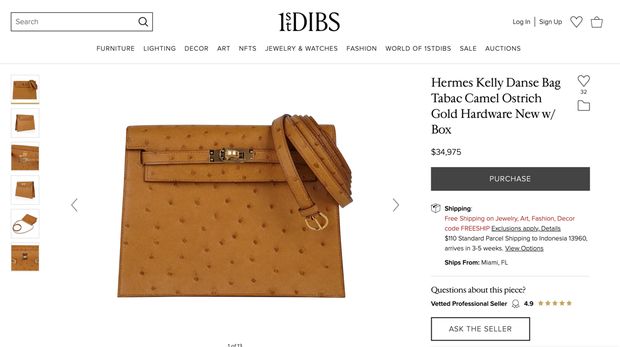 Hermes Kelly Danse Bag Tabac Camel Ostrich Gold Hardware New w