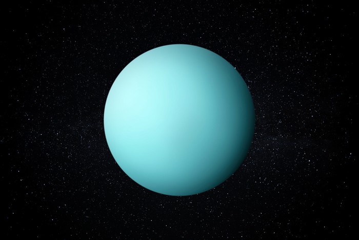Planet Uranus in the Starry Sky of Solar System in Space. This image elements furnished by NASA.