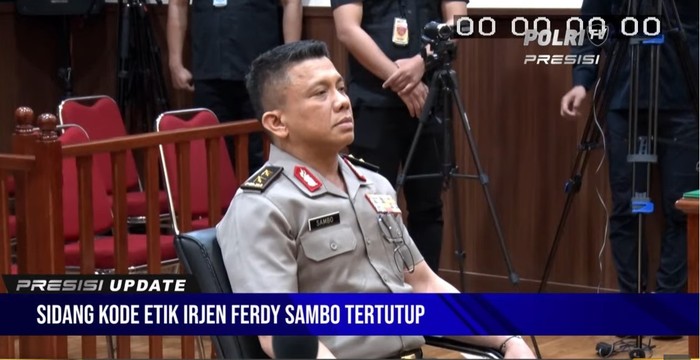 Irjen Ferdy Sambo jalani sidang etik (Screenshot YouTube TV Polri)