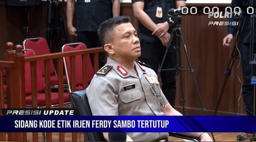 Irjen Ferdy Sambo jalani sidang etik (Screenshot YouTube TV Polri)