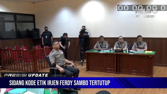 Irjen Ferdy Sambo jalani sidang etik (Screenshot YouTube TV Polri)