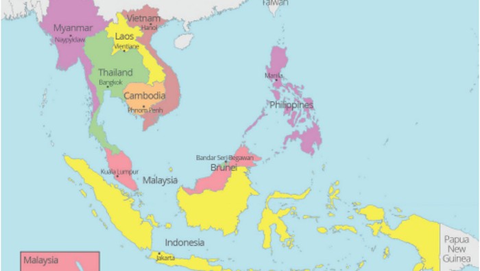 Peta 10 negara ASEAN