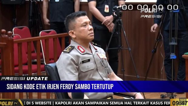 Sidang etik Irjen Ferdy Sambo ( Screenshot YouTube TV Polri)