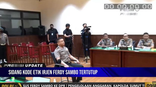 Sidang etik Irjen Ferdy Sambo ( Screenshot YouTube TV Polri)