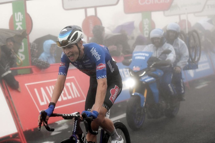 SAN MIGUEL DE AGUAYO, SPAIN - AUGUST 25: Primoz Roglic of Slovenia and Team Jumbo - Visma competes during the 77th Tour of Spain 2022, Stage 6 a 181,2km stage from Bilbao to Ascensión al Pico Jano. San Miguel de Aguayo 1131m / #LaVuelta22 / #WorldTour /  on August 25, 2022 in Pico Jano. San Miguel de Aguayo, Spain. (Photo by Justin Setterfield/Getty Images)