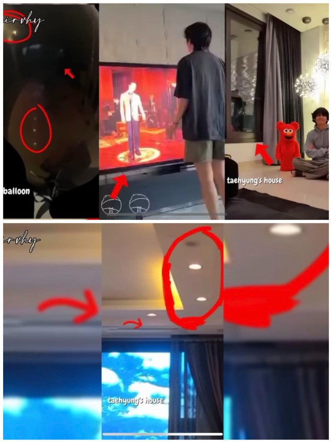 Lagi-lagi penggemar mencoba membuktikan kebersama Jennie BLACKPINK dan V BTS dengan mengunggah foto rumah pemilik nama asli Kim Taehyung itu. Di ruang tengahnya, ada deretan lampu menyala seperti pada bayangan balon Jennie BLACKPINK. Foto: dok. Twitter @tannienews