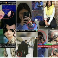 Sejumlah penggemar pun mencari kesamaan dari foto tersebut. Mulai dari cardigan dan gelang milik Jennie BLACKPINK. Hingga kemeja bermotif macan tutul yang dikenakan V BTS saat ke Paris bersama Park Bo Gum dan Lisa BLACKPINK. Foto: dok. Twitter @taennie.wonder2