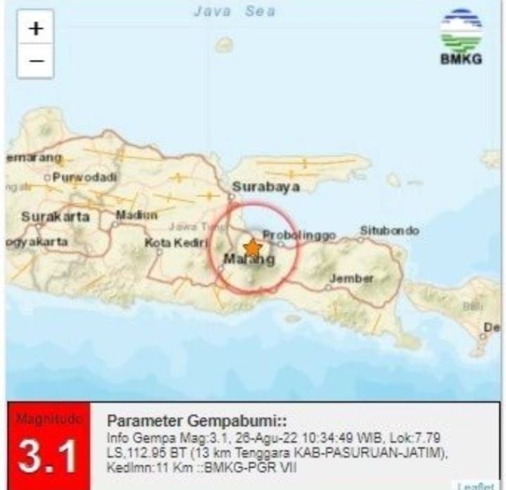 gempa pasuruan M 3,1