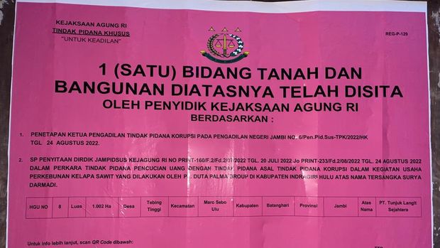 Jaksa Sita 1.002 Hektar Tanah Perkebunan Terkait Kasus Surya Darmadi di Jambi. /Kejaksaan Negeri Batanghari.