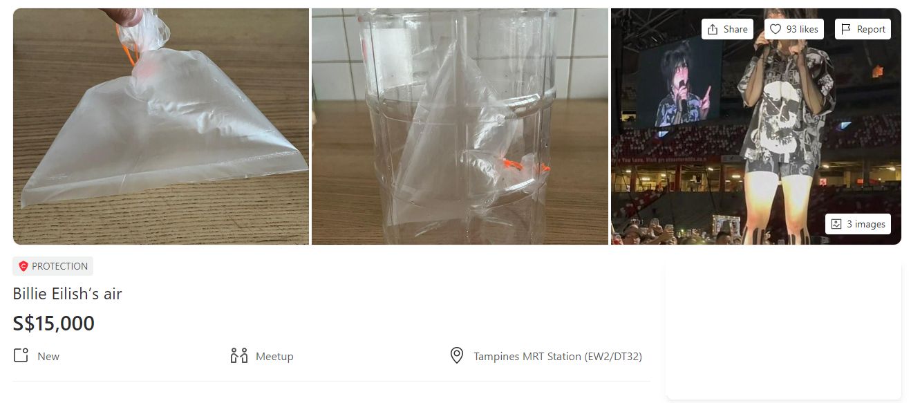 Kantong udara Billie Eilish dijual ratusan juta rupiah.