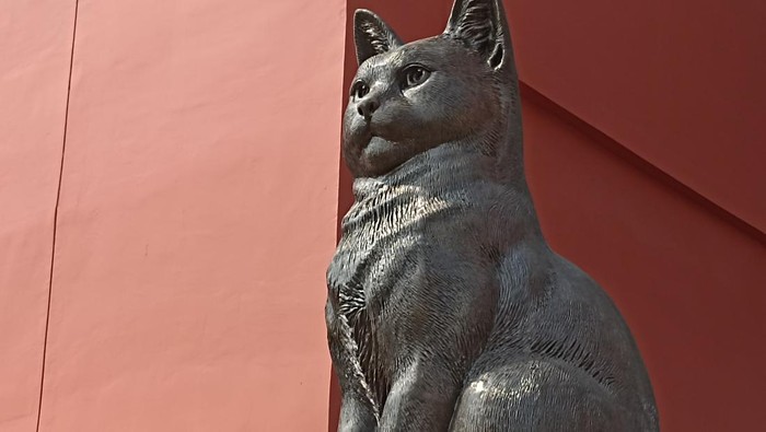 Monumen Kucing Libi berdiri di kawasan Kampung Susun Produktif Tumbuh Cakung, Jakarta Timur (Tiara Aliya-detikcom)