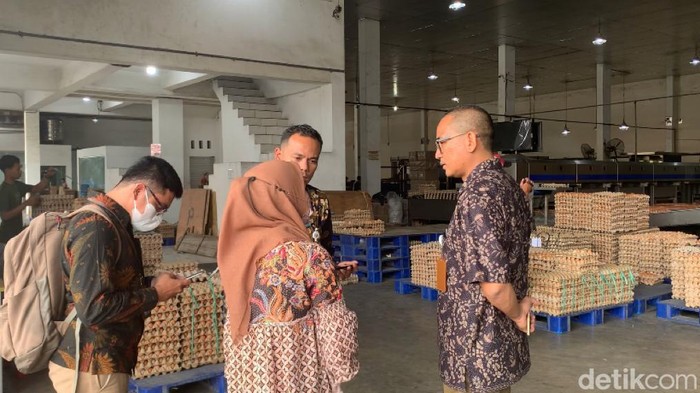 telur Kepala KPPU I Medan Ridho Pamungkas dan tim lakukan sidak ke distributor telur PT Sumber Pangan Nusantara Indonesia, Jalan Irian Barat, Komplek Gudang Cemara, Percut Seituan, Deliserdang, Jumat (26/8/20222). Foto Kartika Sari/detikSumut