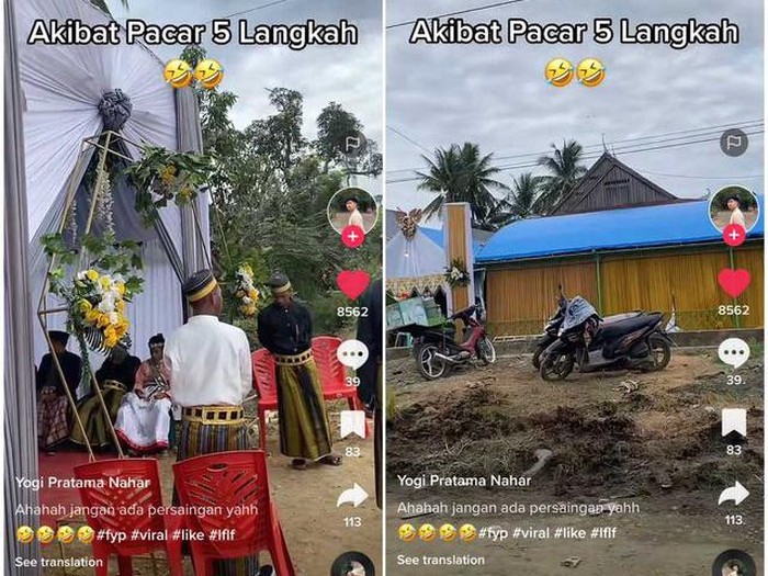 Beredar viral video akibat pacar 5 langkah, gelar acara resepsi pernikahan, tenda dan live music serentak.