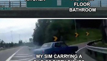 Padahal tinggal dibawa ke dapur untuk cuci piring, kok malah susah-susah naik ke lantai tiga. Foto: missnica37 via Bored Panda