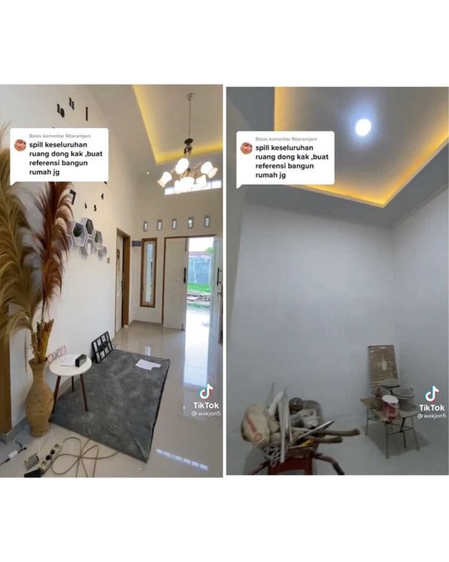 Budget Rp 70 juta untuk membangun rumah menuai pro dan kontra. Ia mengungkapkan rincian pembangunan rumah miliknya. Jadi di sini ada pro dan kontra, kalau saya pribadi dan sudah saya lakukan sih lebih dari cukup. Karena saya ada buat video juga penjelasan tentang rincian bangunanya juga, kebetulan keluarga saya pekerjaanya kuli bangunan. Jadi saya bisa banyak menghemat dana untuk proses pembangunanya, memang kalah di tenaga sih karena saya turut serta menjadi tukang plus arsitek rumah saya sendiri, lanjut Hanafi. Foto: Dok. TikTok @wakjon5.