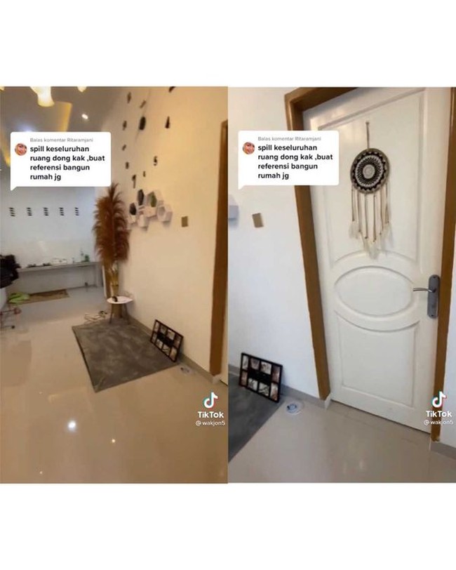 Anak bungsu dari empat orang bersaudara ini mengaku ikut menjadi tukang dalam pembangunan rumahnya. Terkadang ketika wawak saya dan paman saya sudah selesai kerja pukul 17.00 WIB, saya masih lanjut kerja sampai petang. Apa yang bisa saya kerjakan saya kerjakan, tujuanya untuk mempercepat penyelesaian bangunan, agar dana tidak lagi dipakai untuk biaya tukang, untung banyak dong saya. Maka dari itu uang Rp 70 juta itu lebih dari cukup, lanjutnya lagi. Foto: Dok. TikTok @wakjon5.