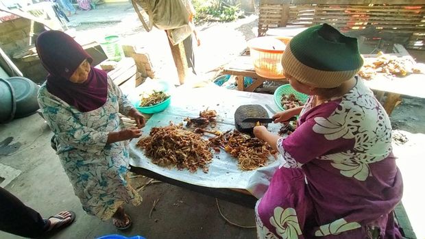 Husnah (45) salah satu warga LoLoan yang membuat menu ayam plecing khas Kampung Loloan, Jembrana Bali, Senin (29/8/2022)