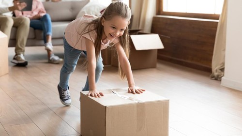 Ilustrasi contoh gaya gesek atau mendorong kardus