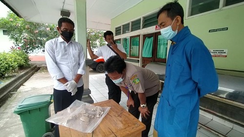 Penemuan kerangka yang diduga tengkorak manusia di Dusun Sumbersari, Melaya, Jembrana, Bali, Senin (28/8/2022).