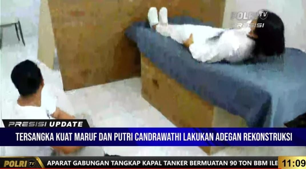 Adegan Putri Candrawathi dan Brigadir Yosua (YouTube Polri TV)