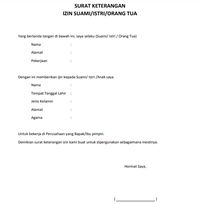 Contoh Surat Pernyataan Orang Tua Untuk Kerja Terlengkap - Caresizsiniz.com