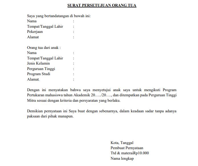 7 Contoh Surat Izin Orang Tua untuk Berbagai Keperluan