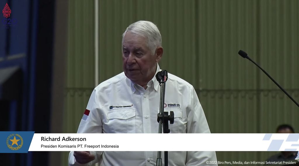 Richard Adkerson dalam acara silaturahmi dengan Karyawan PT. Freeport Indonesia, Kabupaten Mimika, (31/8/2022). (Tangkapan layar Youtube Setpres RI)