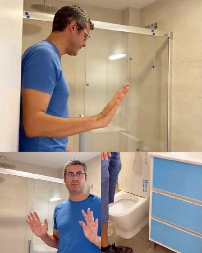 Kamar Yanti dan Marc berada di lantai 2. Marh juga menunjukkan toilet minimalis yang sudah terdapat wastafelnya. Kecil tapi cukup, kata Marc. Foto: Dok. Youtube Yanti Guixe family .