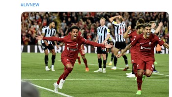 Torehan ciamik saat pasukan Liverpool membobol gawang lawan di akhir pertandingan. Foto: Twitter