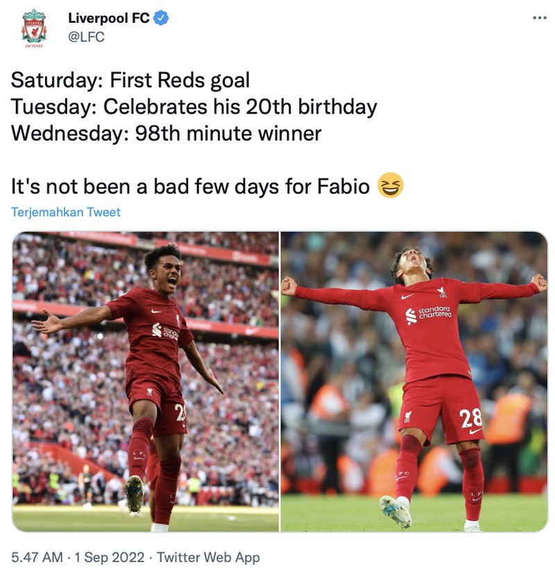 Liverpool menang secara dramatis di laga lanjutan Liga Inggris, usai meraih 3 poin lawa Newcastle United di menit-menit akhir pertandingan. Netizen pun serentak bersama Klopp Time!